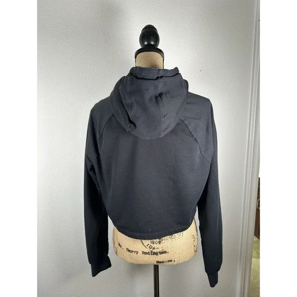 Gymshark Cropped Hoodie Sweatshirt Women Black Athletic Workout Size Large - Picture 5 of 13